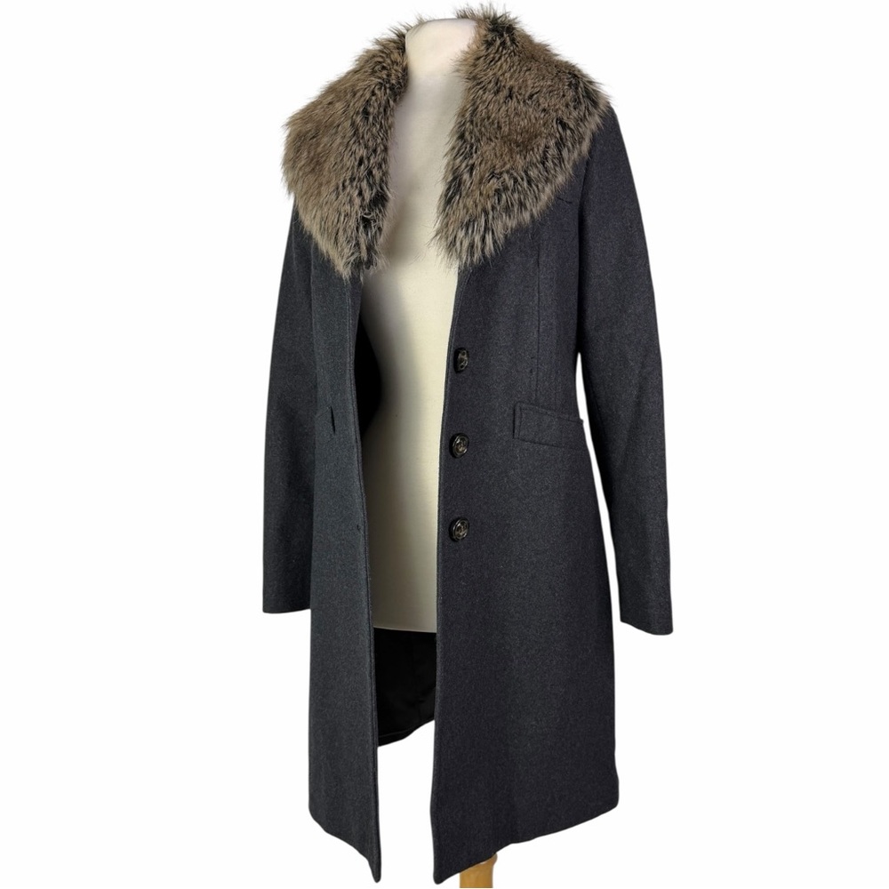 Moda International Wool Blend Faux Fur Pea Coat Victoria's Secret Grey Medium